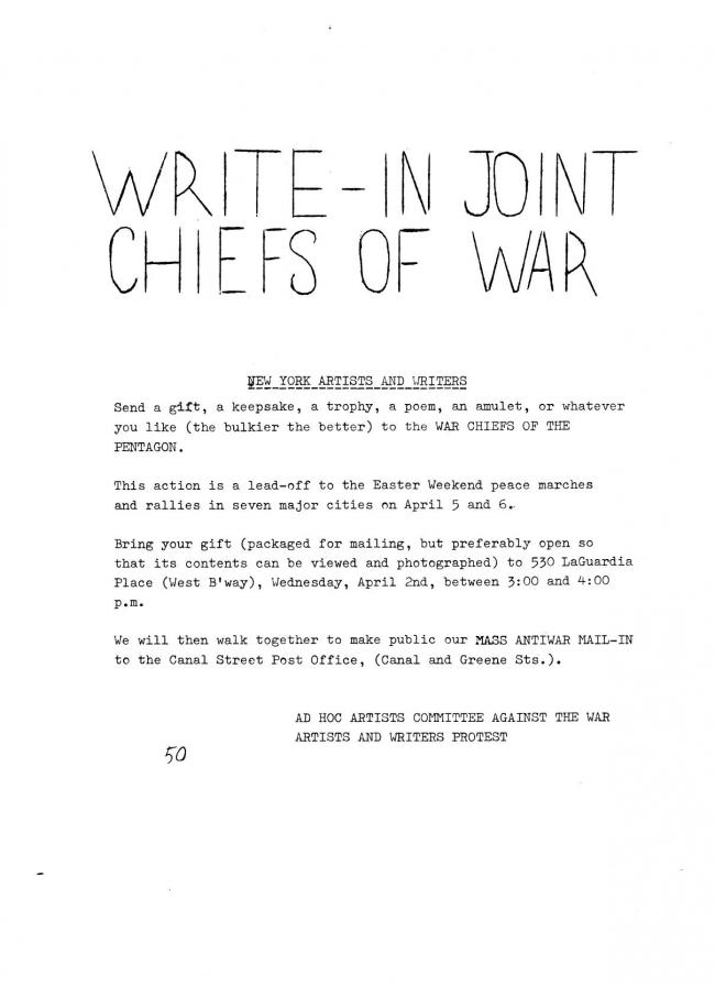 Art Workers Coalition (AWC), <em>Documents 1</em>, New York: Art Workers’ Coalition (AWC), 1969