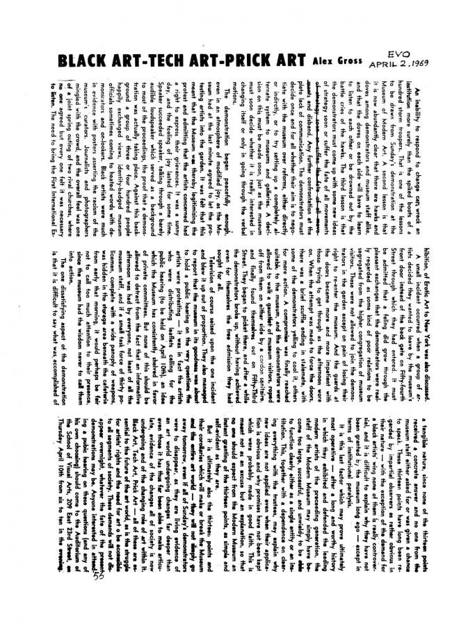 Art Workers Coalition (AWC), <em>Documents 1</em>, New York: Art Workers’ Coalition (AWC), 1969