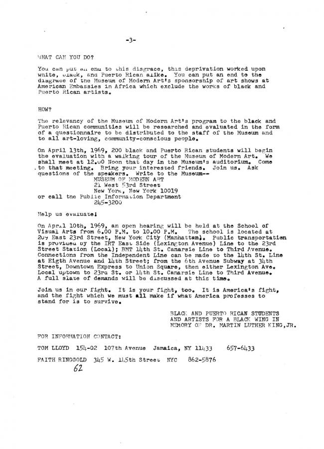 Art Workers Coalition (AWC), <em>Documents 1</em>, New York: Art Workers’ Coalition (AWC), 1969