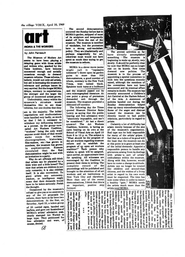 Art Workers Coalition (AWC), <em>Documents 1</em>, New York: Art Workers’ Coalition (AWC), 1969