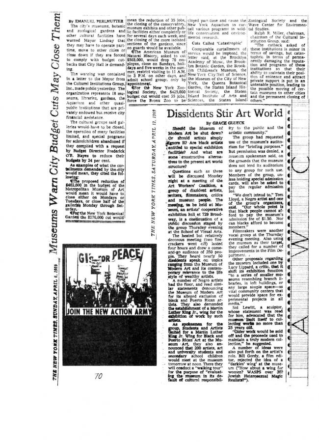 Art Workers Coalition (AWC), <em>Documents 1</em>, New York: Art Workers’ Coalition (AWC), 1969