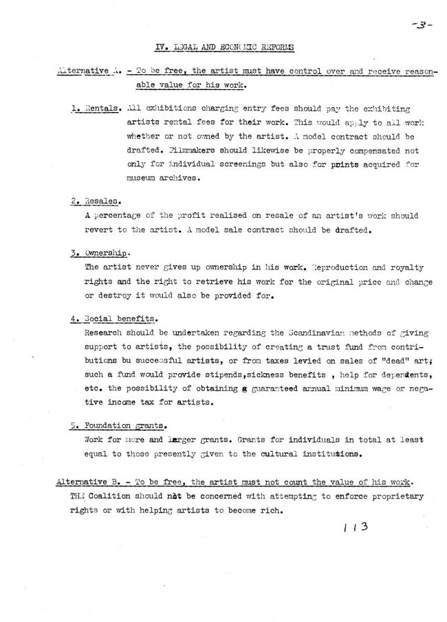 Art Workers Coalition (AWC), <em>Documents 1</em>, New York: Art Workers’ Coalition (AWC), 1969