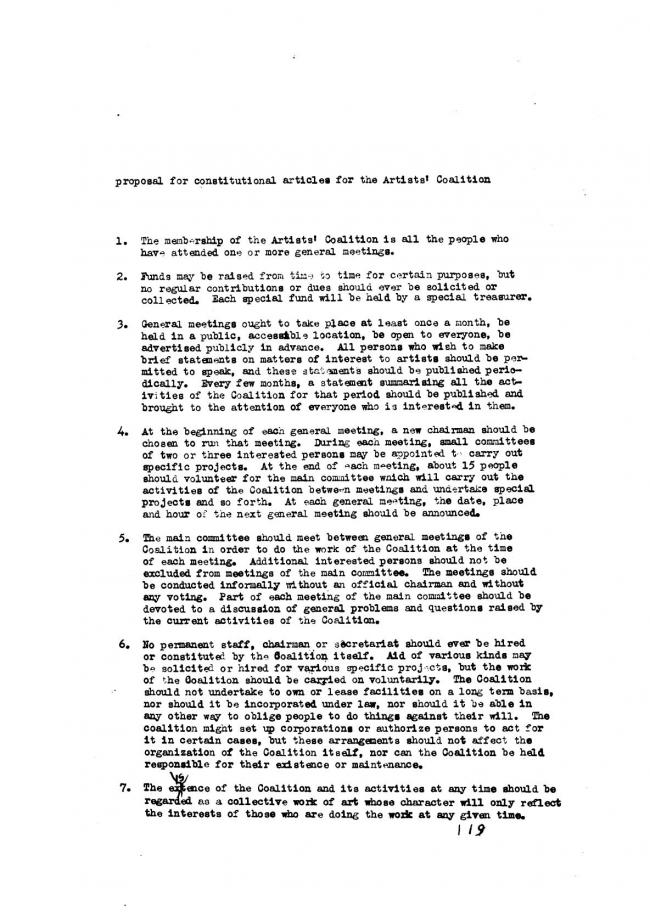 Art Workers Coalition (AWC), <em>Documents 1</em>, New York: Art Workers’ Coalition (AWC), 1969