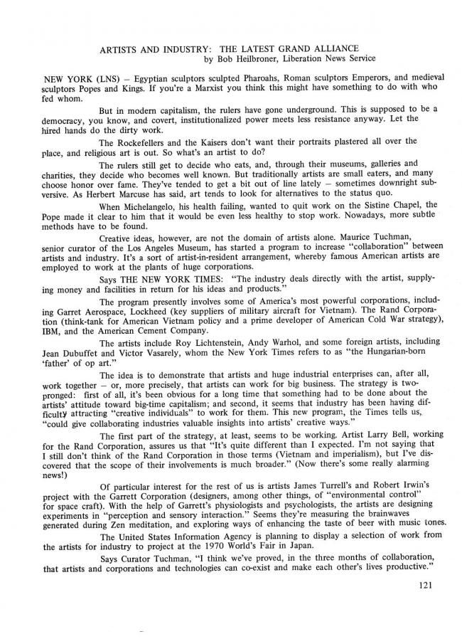 Art Workers Coalition (AWC), <em>Documents 1</em>, New York: Art Workers’ Coalition (AWC), 1969