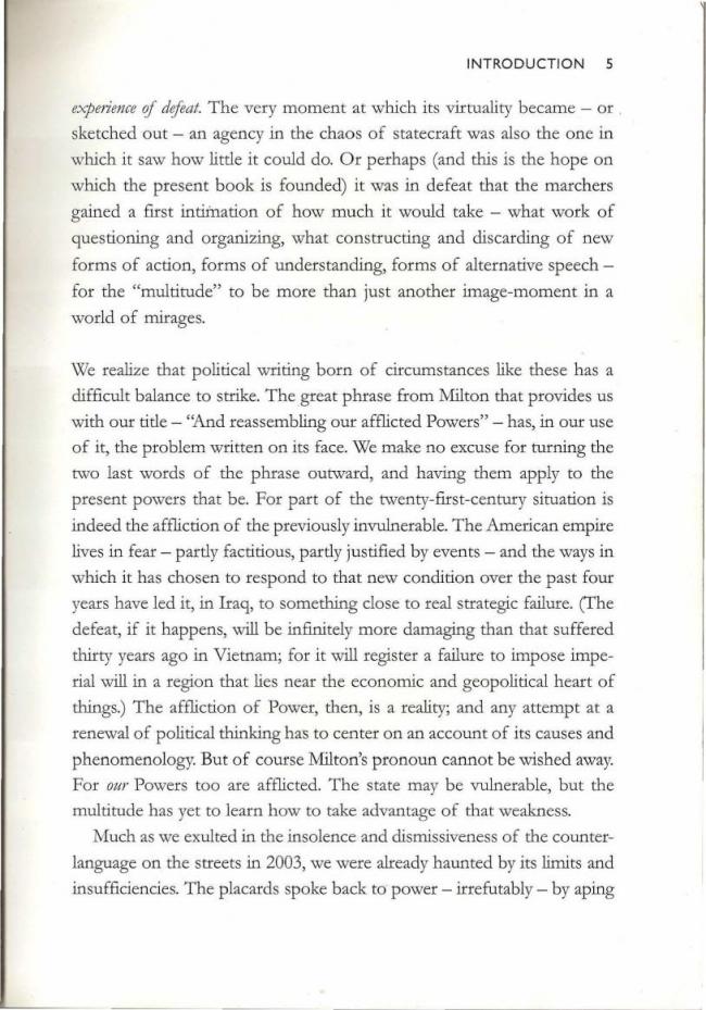 RETORT, <em>Afflicted Powers: Capital and Spectacle in a New Age of War</em> [Poderes afligidos. Capital y espectáculo en una nueva edad de guerra], Londres y Nueva York, Verso, 2005