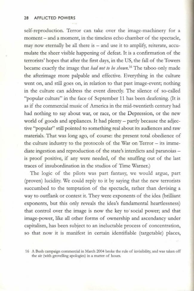 RETORT, <em>Afflicted Powers: Capital and Spectacle in a New Age of War</em> [Poderes afligidos. Capital y espectáculo en una nueva edad de guerra], Londres y Nueva York, Verso, 2005