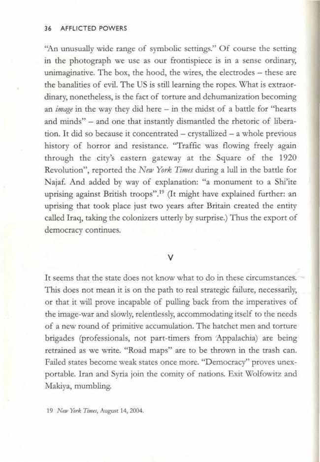 RETORT, <em>Afflicted Powers: Capital and Spectacle in a New Age of War</em> [Poderes afligidos. Capital y espectáculo en una nueva edad de guerra], Londres y Nueva York, Verso, 2005