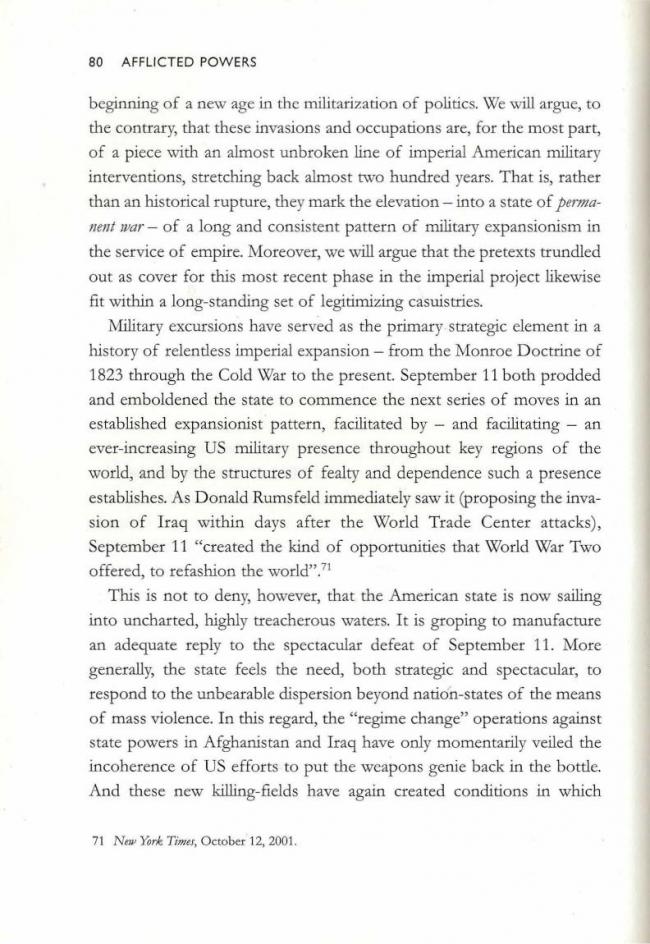 RETORT, <em>Afflicted Powers: Capital and Spectacle in a New Age of War</em> [Poderes afligidos. Capital y espectáculo en una nueva edad de guerra], Londres y Nueva York, Verso, 2005
