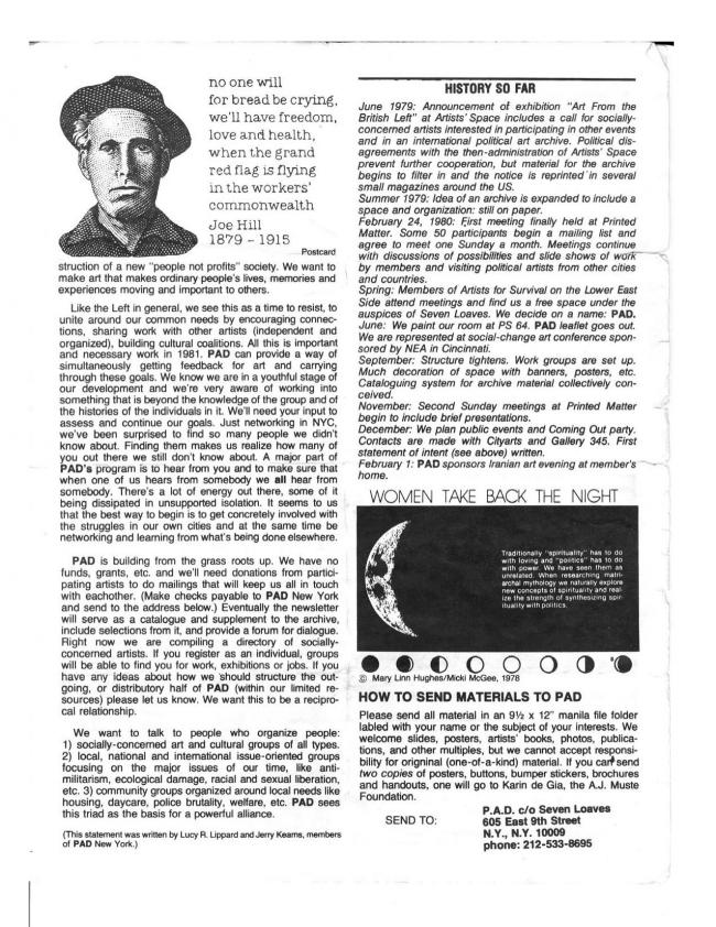 PAD/D, <em>1st Issue</em>, Nueva York, Political Art Documentation and Distribution (PAD/D), febrero, 1981