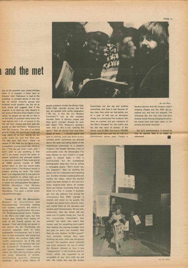 Lucy R. Lippard, "Charitable Visits to the Whitney", <em>The New York Element</em>, New York, vol. 2, no. 4 (March-April, 1971): 11
