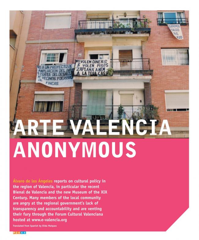 Álvaro de los Ángeles, "Arte Valencia Anonymous"
