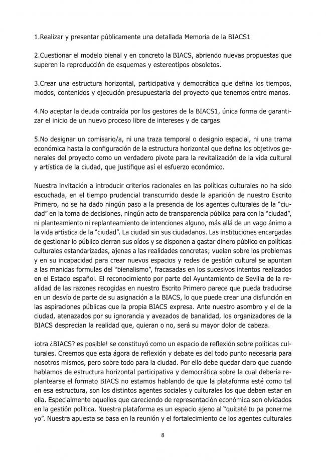 Segundo comunicado de la Plataforma de Reflexión sobre Políticas Culturales, <em>Volvernos transparentes</em>, 30 de junio, 2005