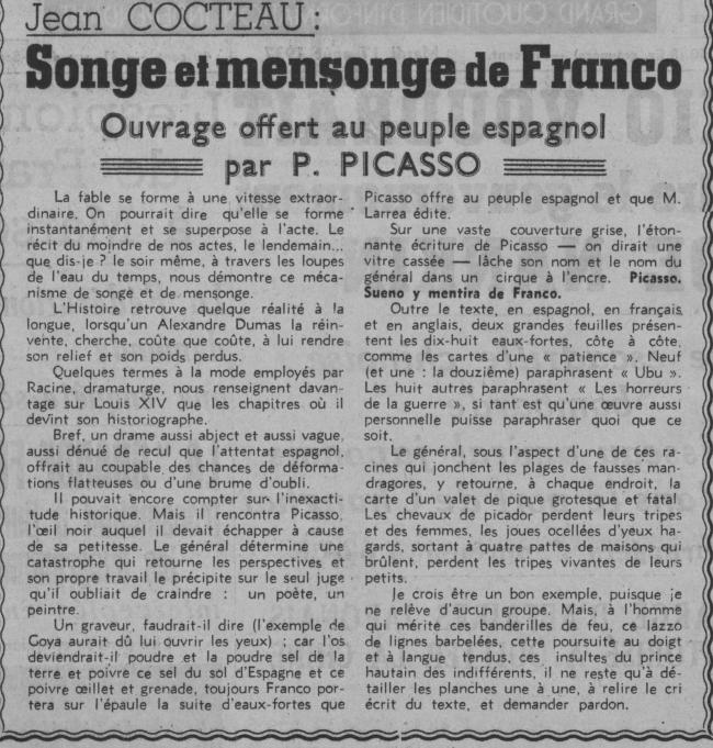 Sueño y mentira de Franco. La obra ofrecida al pueblo español por Picasso