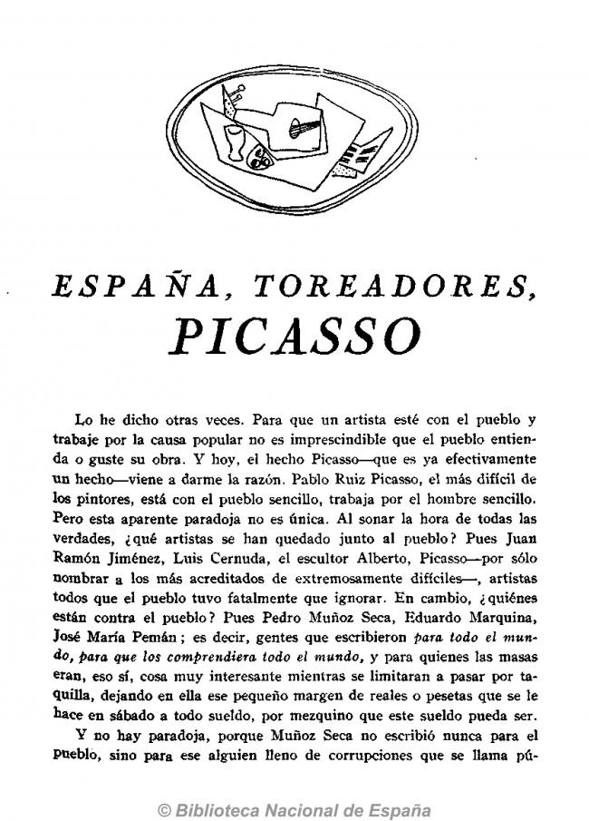 EN España, toreadores, Picasso