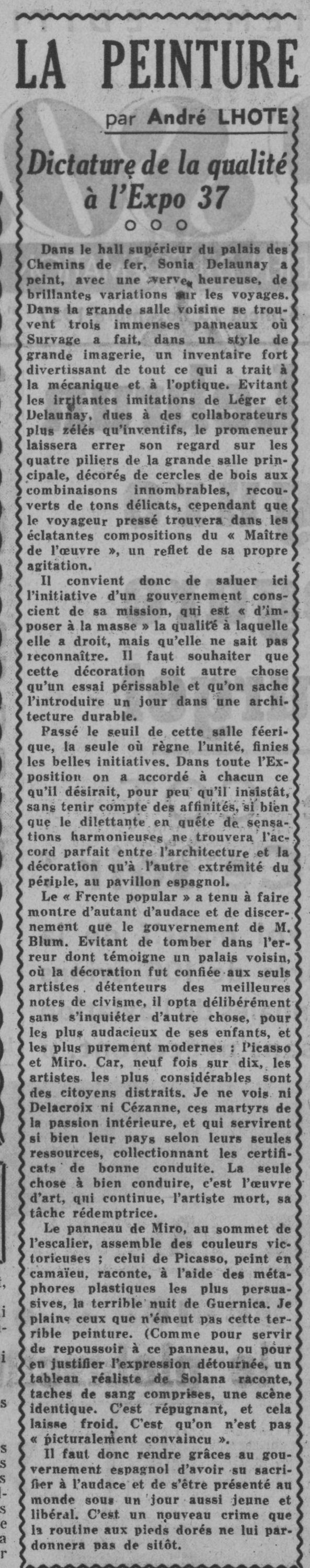 Dictadura de la calidad en la exposición del 37