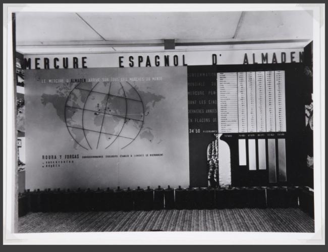 Exposition: panneau sur les mines de cinabre d'Almaden