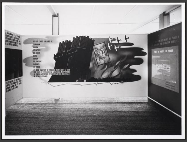 Exposition: panneau sur le déménagement des collections du Prado dans les tours de Serranos