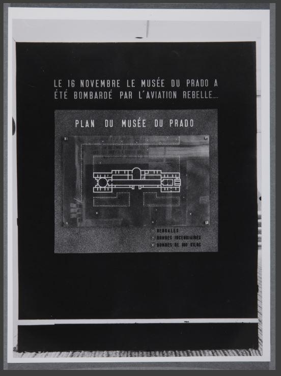 Exposition: panneau surle bombardement du musée du Prado
