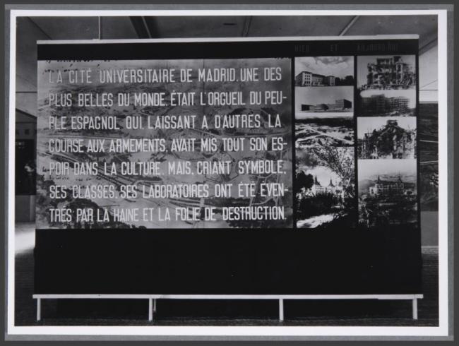 Exposition: panneau sur la « Cité universitaire de Madrid »