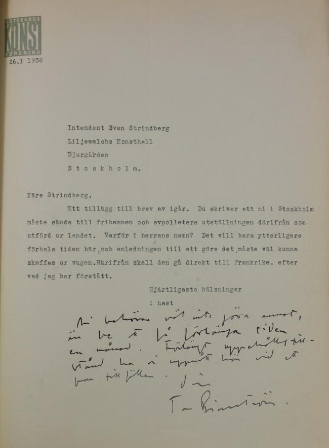 Correspondencia entre Liljewalchs Konsthall de Estocolmo y otras instituciones