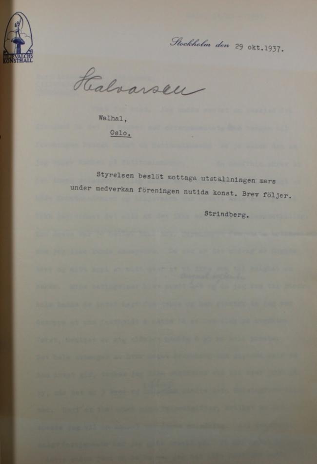 Correspondencia entre Liljewalchs Konsthall de Estocolmo y otras instituciones