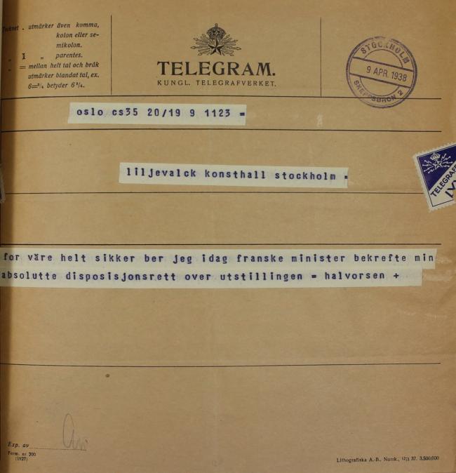 Correspondencia entre Liljewalchs Konsthall de Estocolmo y otras instituciones