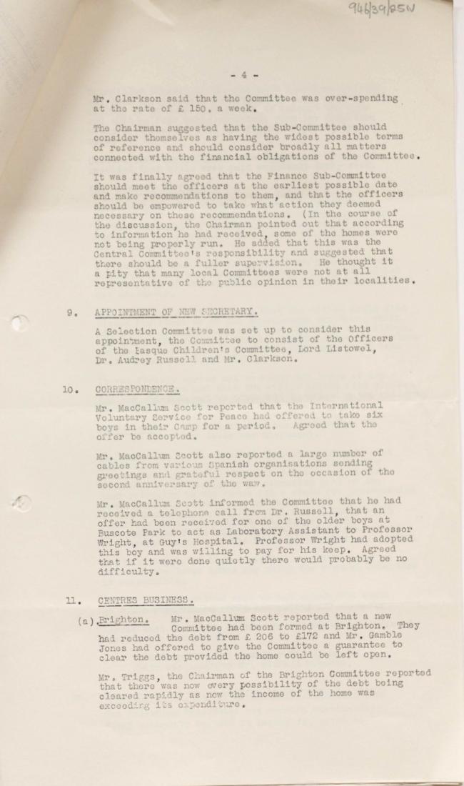 Actas del National Joint Committee For Spanish Relief