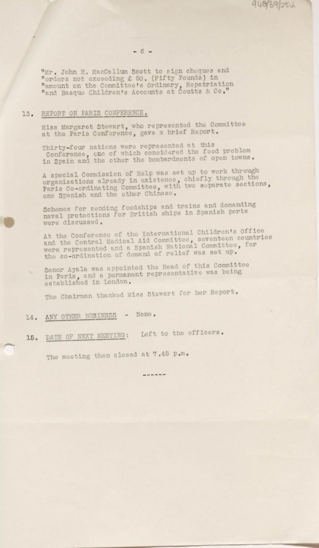 Actas del National Joint Committee For Spanish Relief