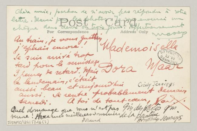 Postales de Roland Penrose para Pablo Picasso y Dora Maar