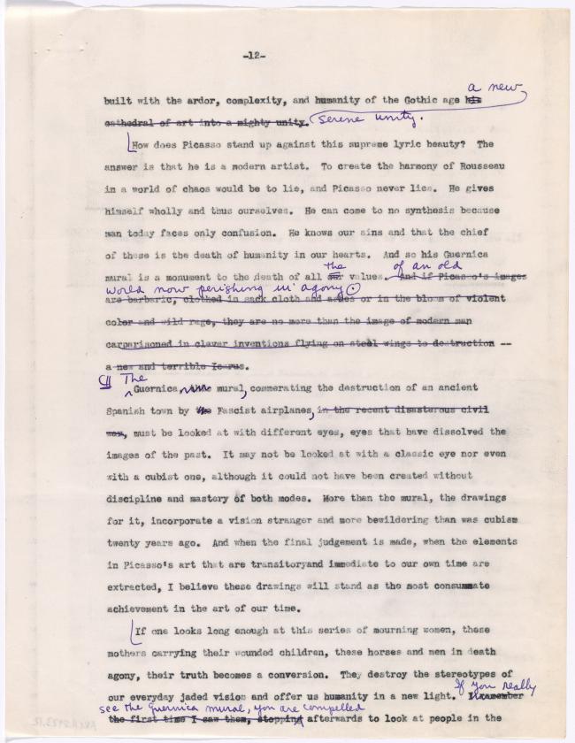 Texto de la conferencia «Picasso's last period»