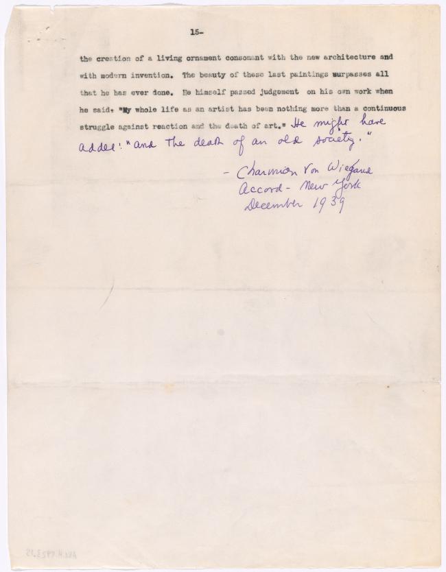 Texto de la conferencia «Picasso's last period»