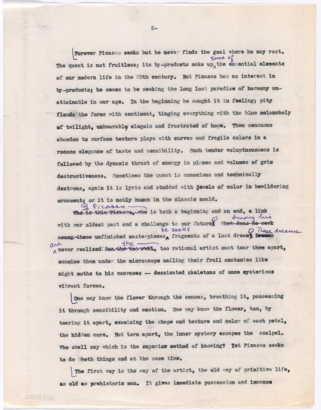 Texto de la conferencia «Picasso's last period»