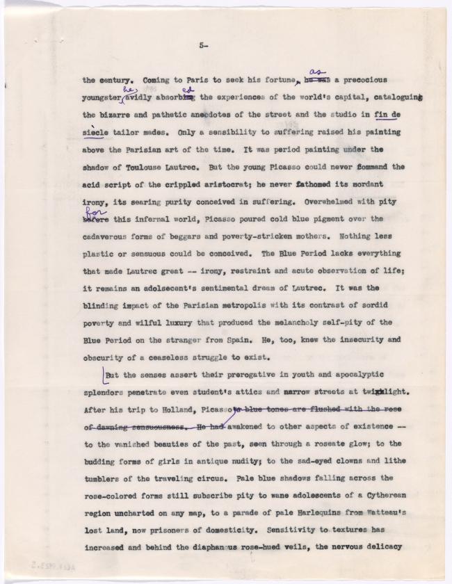 Texto de la conferencia «Picasso's last period»