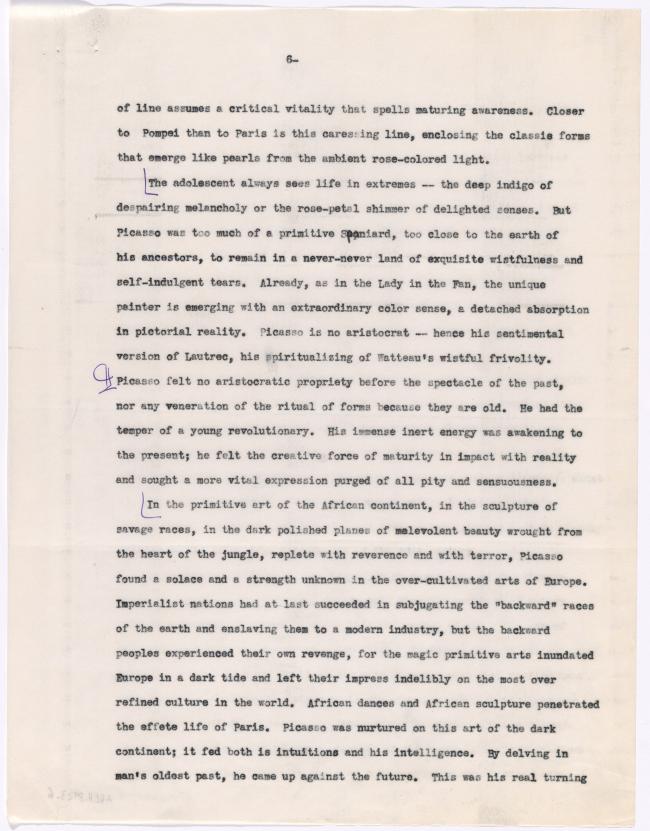 Texto de la conferencia «Picasso's last period»