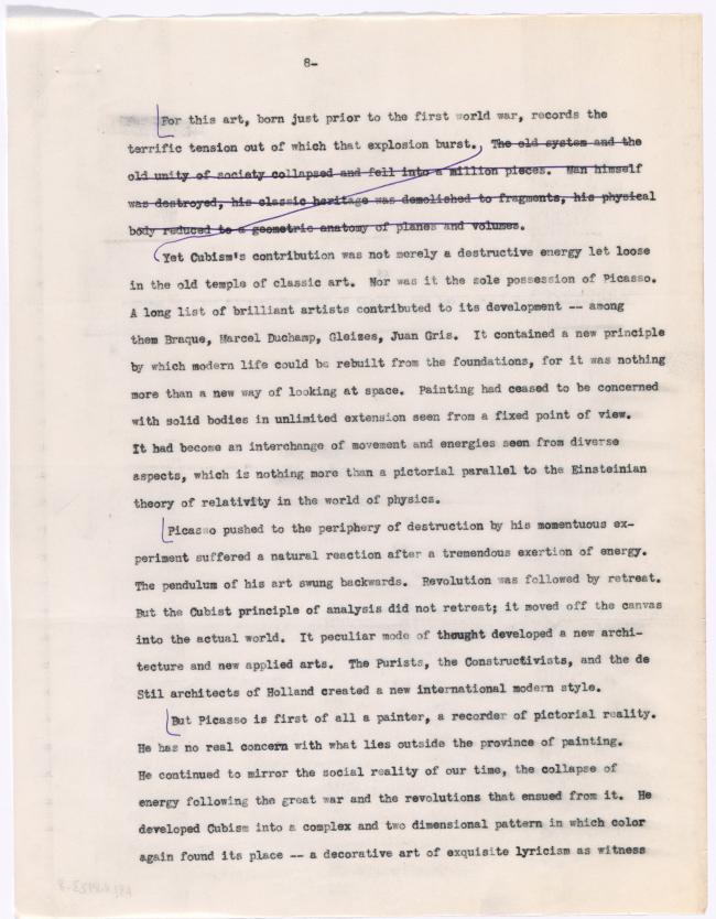 Texto de la conferencia «Picasso's last period»