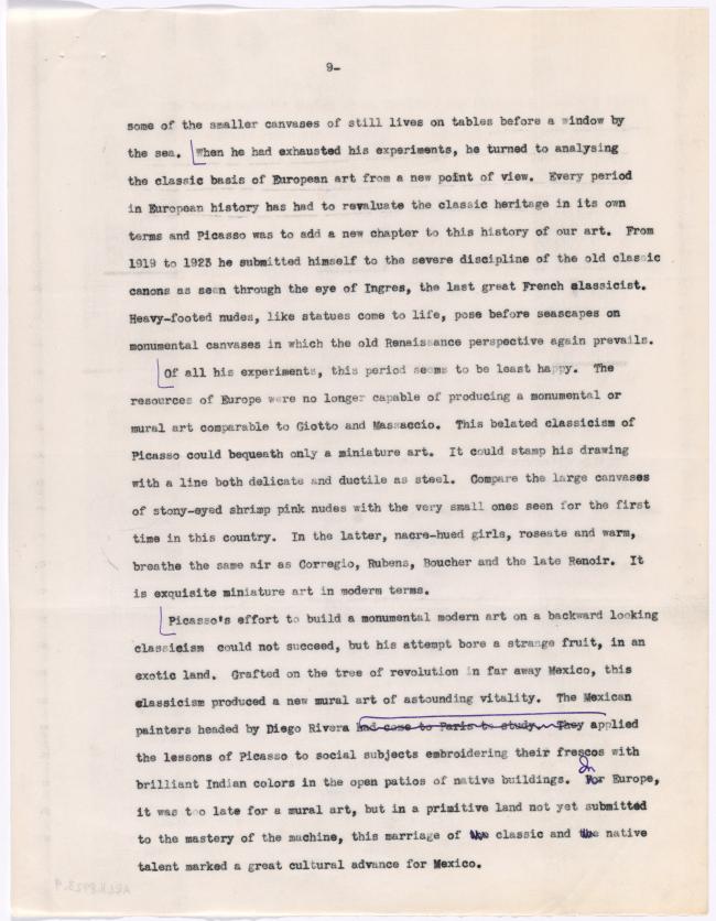 Texto de la conferencia «Picasso's last period»