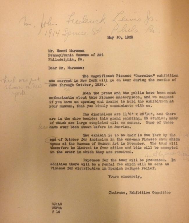 Carta de Sidney Janis a Henri Marceau