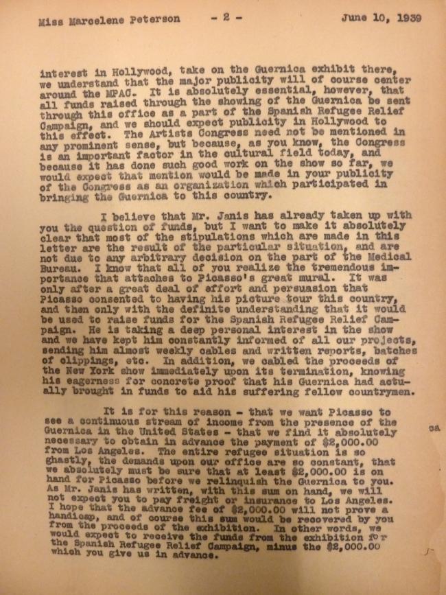 Carta de Evelyn Ahrend a Marcelene Peterson del 10 de junio de 1939