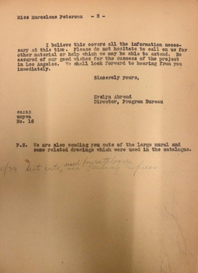 Carta de Evelyn Ahrend a Marcelene Peterson del 10 de julio de 1939