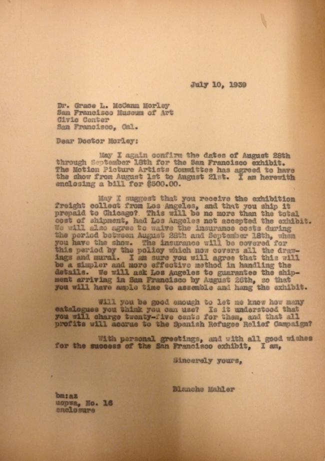 Carta de Blanche Mahler a Grace L. McCann Morley