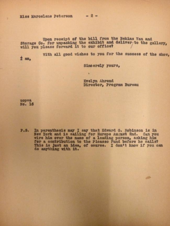 Carta de Evelyn Ahrend a Marcelene Peterson del 24 de julio de 1939