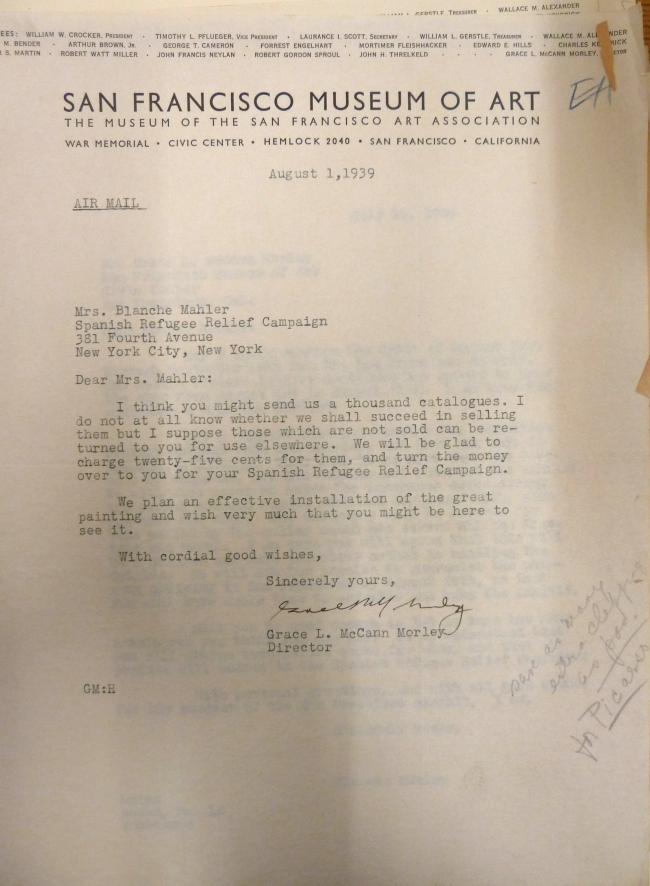 Carta de Grace L. McCann Morley a Blanche Mahler