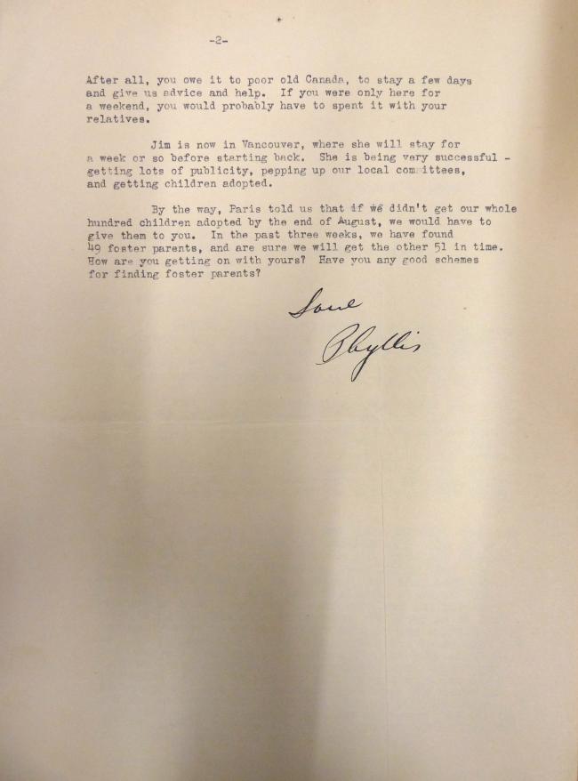 Carta de Phyllis Lane a Evelyn Ahrend del 12 de agosto de 1939