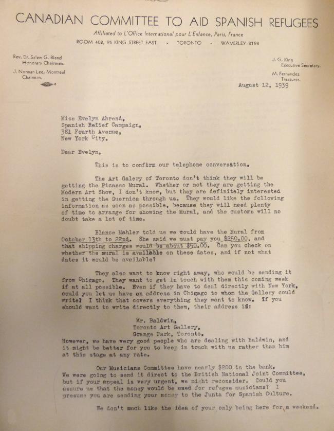 Carta de Phyllis Lane a Evelyn Ahrend del 12 de agosto de 1939