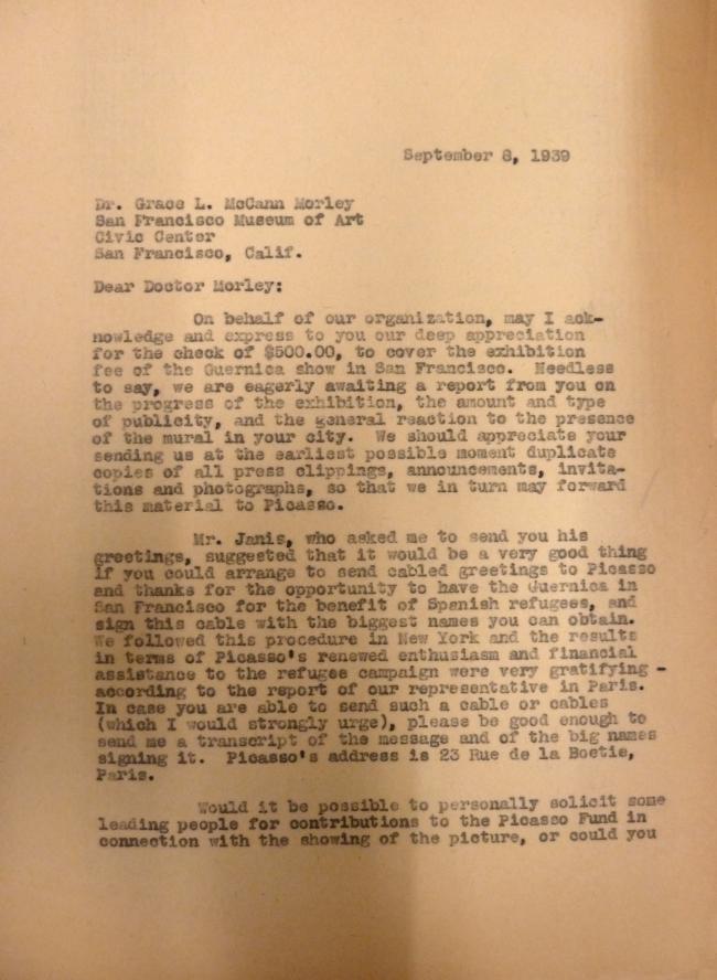 Carta de Evelyn Ahrend a Grace L. McCann Morley del 8 de septiembre de 1939