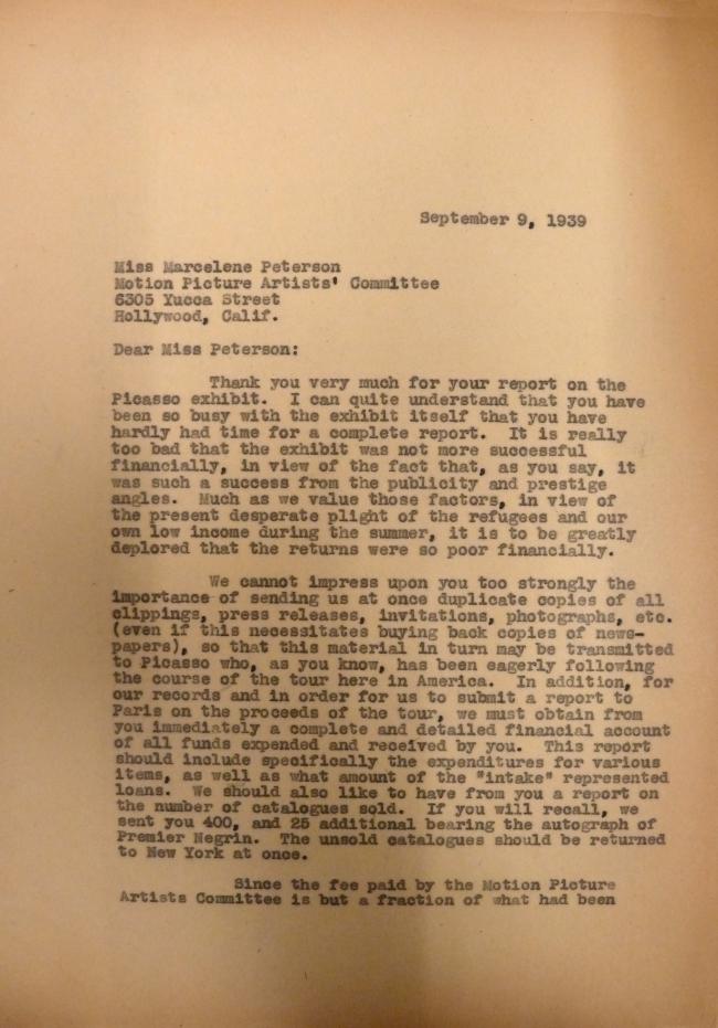 Carta de John Sherman a Marcelene Peterson