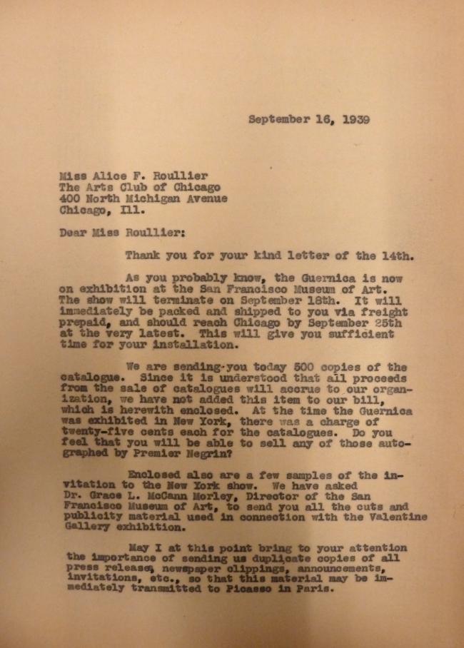 Carta de Evelyn Ahrend a Alice Roullier