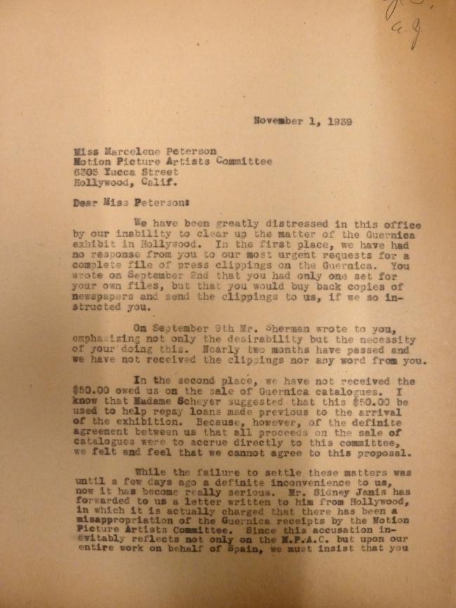 Carta de Herman F. Reissig a Marcelene Peterson del 1 de noviembre de 1939
