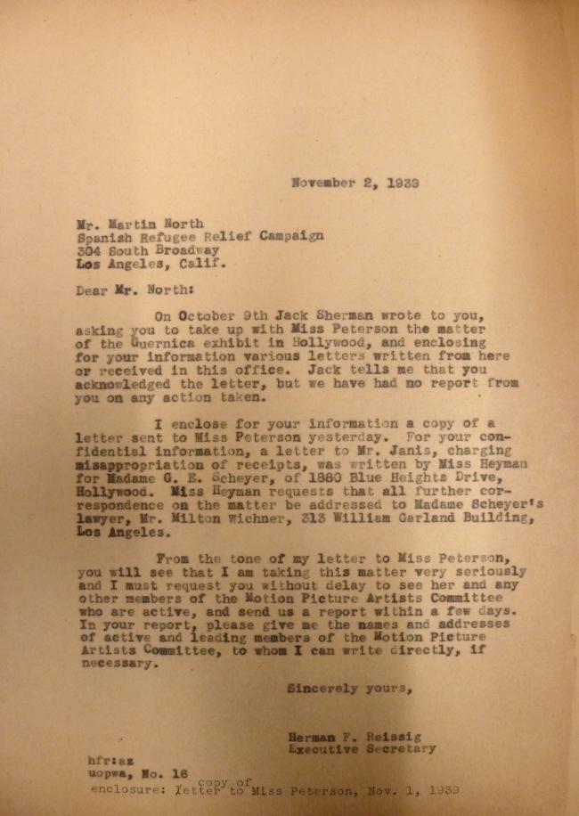 Carta de Herman F. Reissig a Martin North