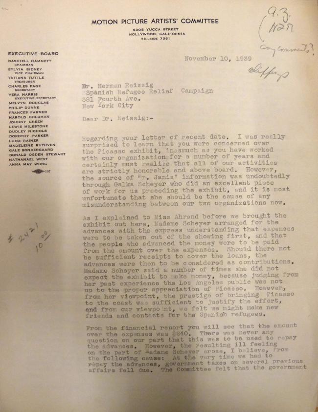 Carta de Marcelene Peterson a Herman F. Reissig